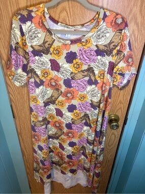 Lularoe Carly cowgirl cowboy boot floral. Never work NWOT